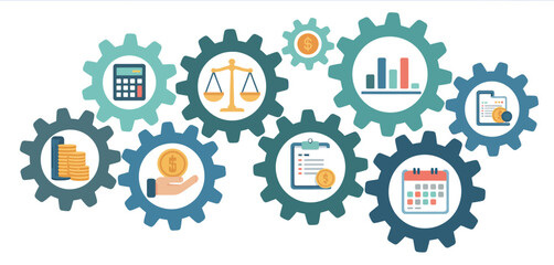 Business Management System Interconnected Gears