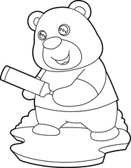 Bear Cricket Cricket bat Animal Vector Graphic Art Illustration