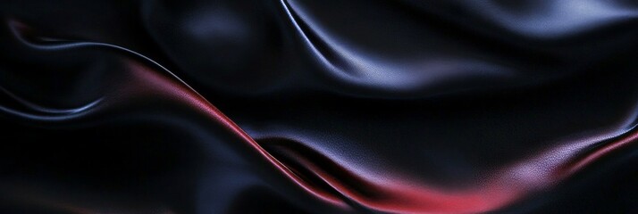 Fototapeta premium Elegant Deep Blue Abstract Drape on Luxurious Black Backdrop with Smooth Fluid Folds and Waves