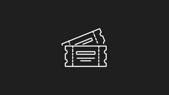 Tickets white line animation. Ticket animation featuring two tickets in a simple line drawing style, ideal for animated projects. Suitable for ticketing and event animations.