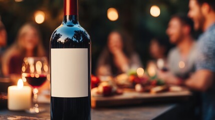 Evening wine shares laughter among friends warm candle light summer air creating memories in soft