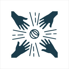 Teamwork Hands Reaching for Ball Illustration Kalkadoon Keentan Keep away game hands reaching