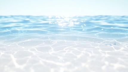 Obraz premium Beach water surface with golden sand creating abstract summer background. Summer vacation and beach holiday concept. Image for banner, poster, wallpaper, background with copy space