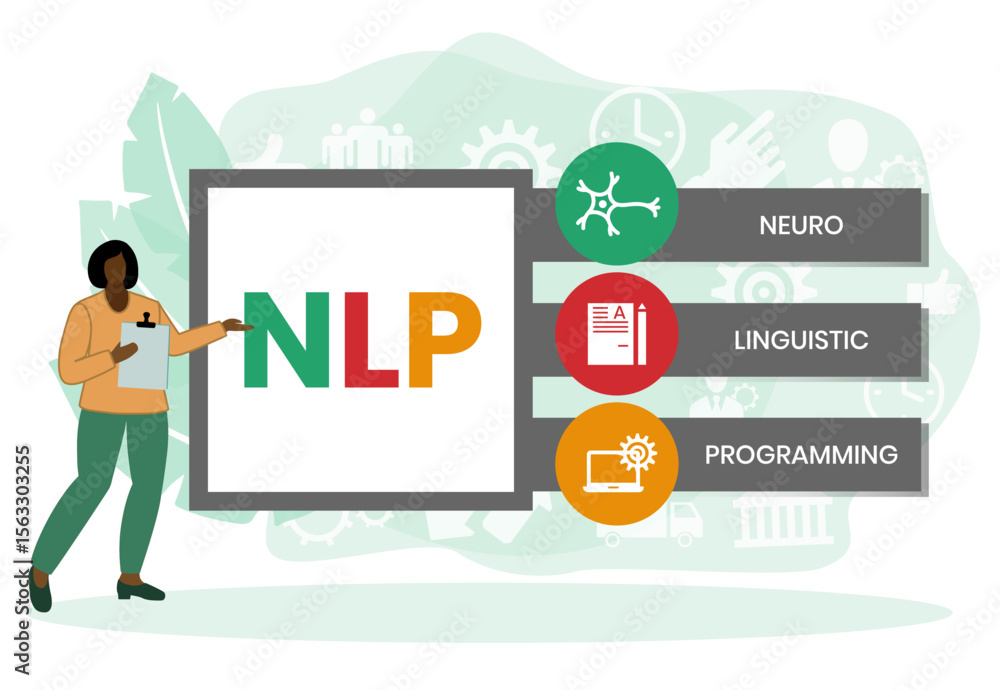 Fototapete neuro-linguistic programming nlp vector illustration concept wit icons and keywords. vector infograp