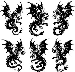 Obraz premium Indian Dragon tattoos vector bundle