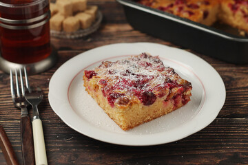 A cranberry pie, freshly backed and ready to be served