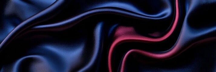 Iridescent Textile with Beautiful Waves and Flowing Curves, Dark Blue Aesthetic Silky Wallpaper