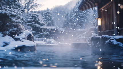 snow covered bridge in winter