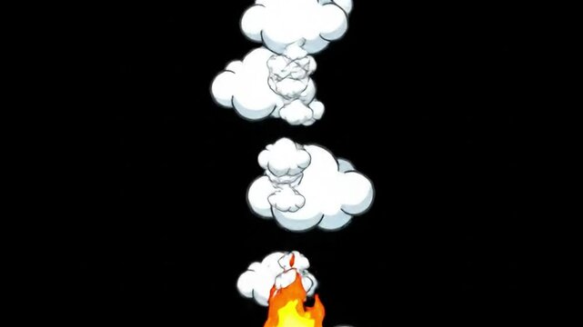 Cartoon Explosion Smoke Cloud Animation Sequence