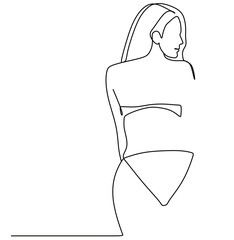 continuous line art of a sexy woman in a bikini. this icon is for wall decoration or a product banner