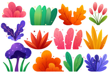 Vector cartoon image of magical plants and flowers. Concept of magical plants for potion making and witchcraft. Magic forest. Element for your design