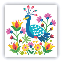 A vibrant and colorful peacock with its feathers fully displayed, showcasing the intricate patterns and shades of blue, green, and turquoise	