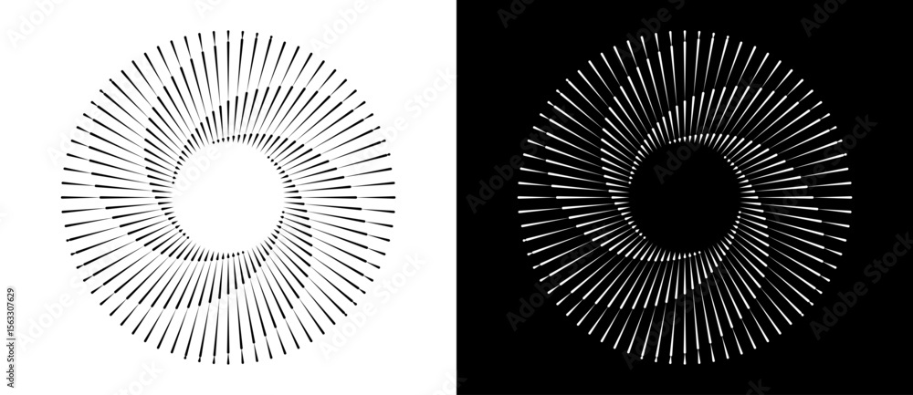 Poster abstract background with lines in circle. art design spiral as logo or icon. a black figure on a whi