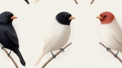 Peaceful bird pattern in soft pastel colors with delicate design