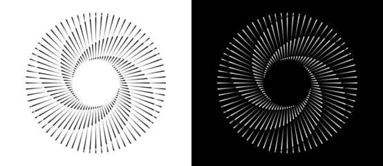 Fototapete Rund Spirale Abstract background with lines in circle. Art design spiral as logo or icon. A black figure on a white background and an equally white figure on the black side.  © Mykola Mazuryk