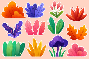 Vector cartoon image of magical plants and flowers. Concept of magical plants for potion making and witchcraft. Magic forest. Element for your design