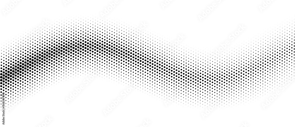 Poster abstract halftone dotted wave background. black dots on a white background.