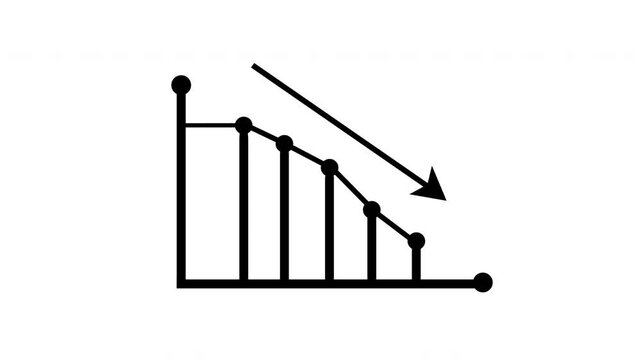 Diagram reduction animation with down arrows on the white background background.suitable for Grow chart business concept. symbolizing falling prices