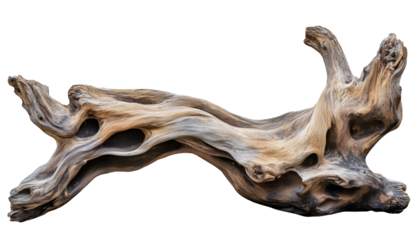 Weathered driftwood branch with natural curved form