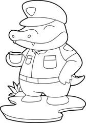 Crocodile Coffee Cup Animal Vector Graphic Art Illustration