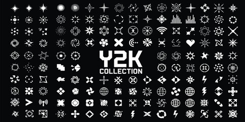 Acid retrofuturistic Y2K graphic box for typeface, typography, poster, banner. Retro futuristic geometric shapes, symbols, icons. Artistic graphic set