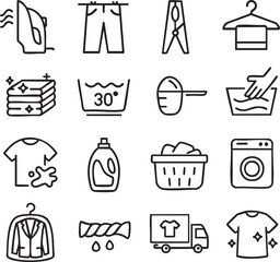 Minimalist icons of laundry in vector illustration
