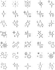 Collection Seamless pattern of sparkling star in vector style