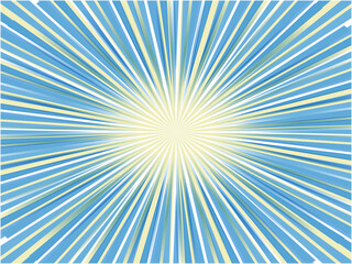 激しく発光するスピード感あふれる集中線背景素材_ブルー