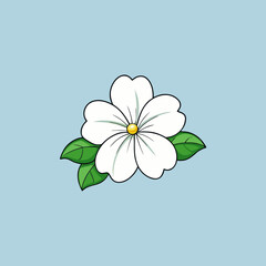 Naklejka premium white flower on blue background