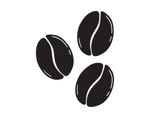 coffee beans silhouette. coffee bean doodle hand drawn icon. Coffee bean drawing clipart symbol 