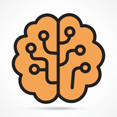 Brain Circuit Icon, Artificial Intelligence Neural Structure for Smart Thinking and Digital Processing, Vector sign. Symbol, logo illustration. Vector graphics for Presentation and other