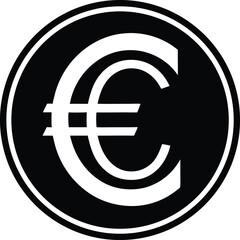  Euro currency symbol vector icon black circle design for money finance and banking sign