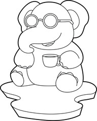 Elephant Coffee Cup Animal Vector Graphic Art Illustration