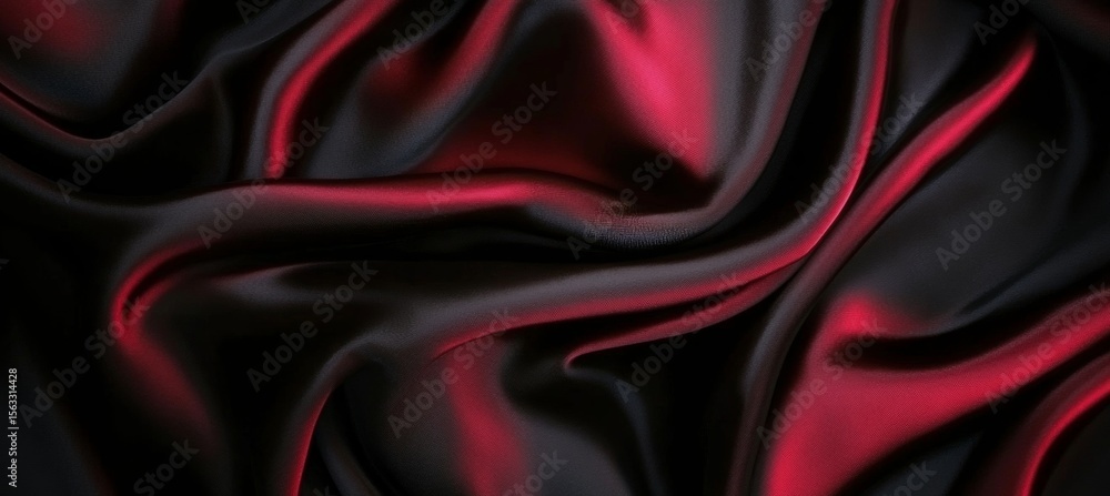 Poster luxurious black and red abstract background art with smooth flowing fabric and elegant texture