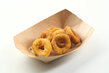 Fast food gourmet fried chicken onion rings