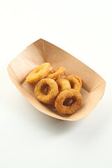 Fast food gourmet fried chicken onion rings