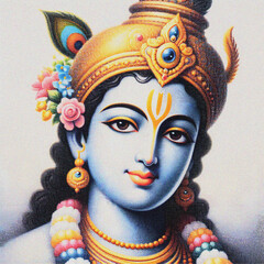 portrait art of lord krishna