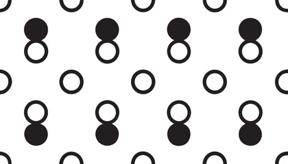 Seamless vector pattern illustration with black and white spoons, featuring a round, decorative, dot texture design perfect for unique backgrounds