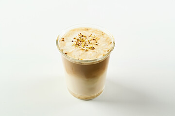 Iced coconut latte filled with ice cubes to cool you down