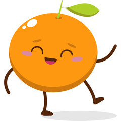Cute orange character kawai vector for orange mascot. happy face, winking eye,. smile