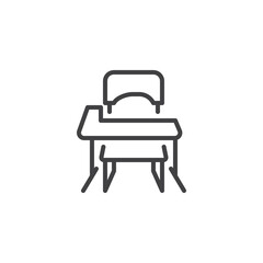 Student at Desk line icon