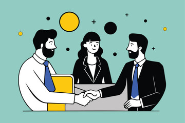 Modern and colorful business team collaborating and presentation vector illustration, business team collaborating and presentation banner, vector illustrations in various online marketing