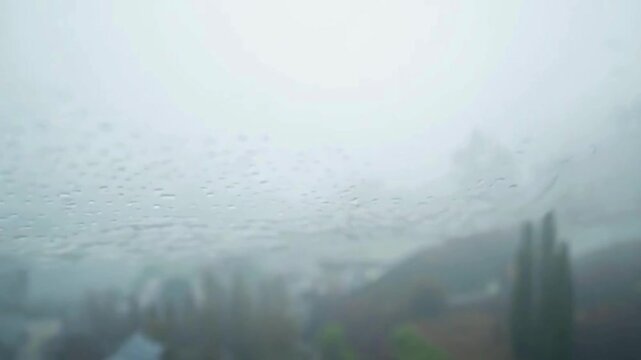 Rainy day driving windshield view of heavy rain and fog, perfect for relaxation sounds video