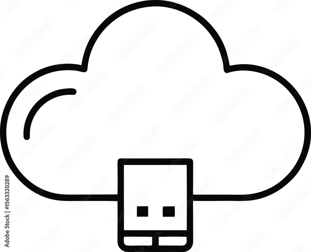 Fototapete Cloud Storage USB Drive Icon Secure Data Backup and Access