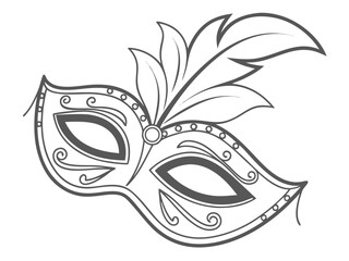 Contemporary Flat Minimal Masquerade Mask Icon Clean Symmetri Vector Art