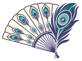 Elegant Fan Icon Made Of Colorful Peacock Feathers Centra SVG Design