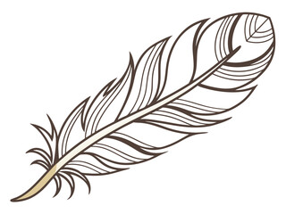 Obraz premium High-Quality Single Decorative Feather With Golden Tip Elegan Icon Set