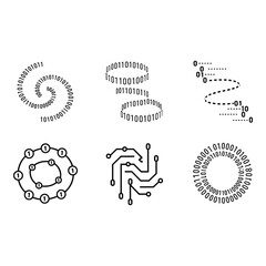Abstract Binary Code Circular Data Flow Network Technology Concept