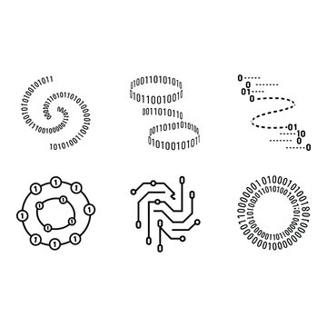 Abstract Binary Code Circular Data Flow Network Technology Concept