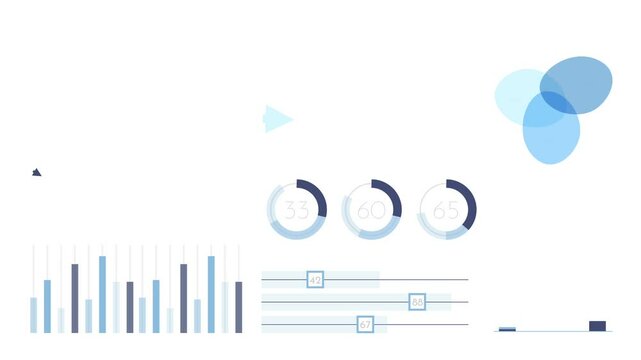 Set of animated infographic elements with diagrams, charts and graphs for financial corporate report. 4K flat design animation.